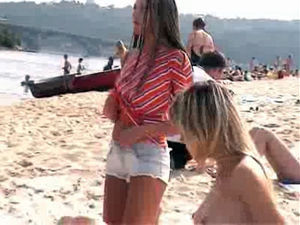 Ukrainian nudist beach, two young..